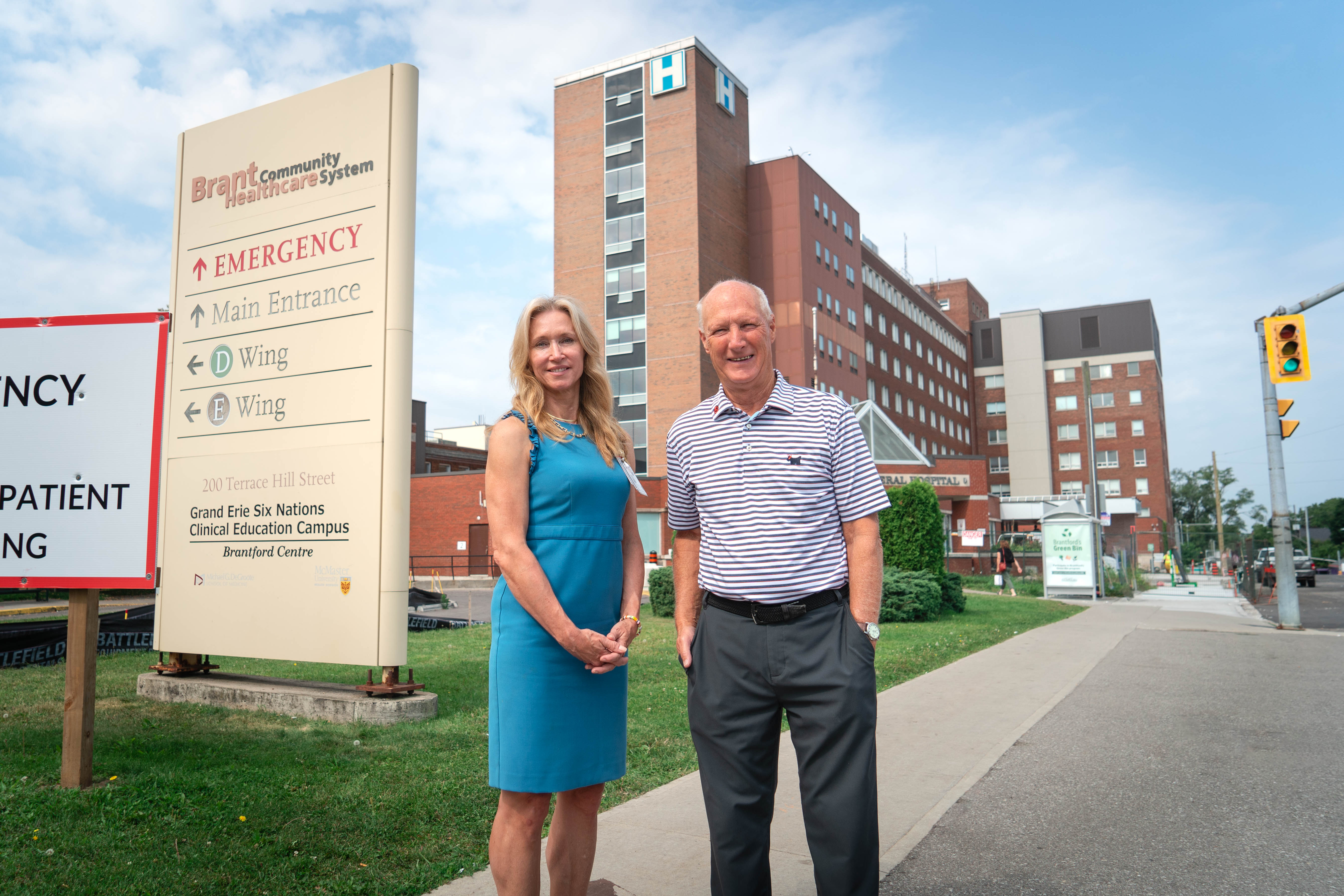 Bonnie Camm, president and CEO of the Brant Community Healthcare System, and Paul Emerson, chair of the redevelopment and properties committee of the Brant Community Healthcare System Board