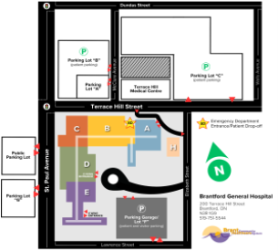 Map of Brantford General Hospital